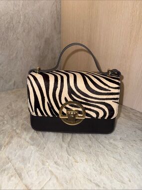 Zebra Print Top-Handle Satchel - Black & White